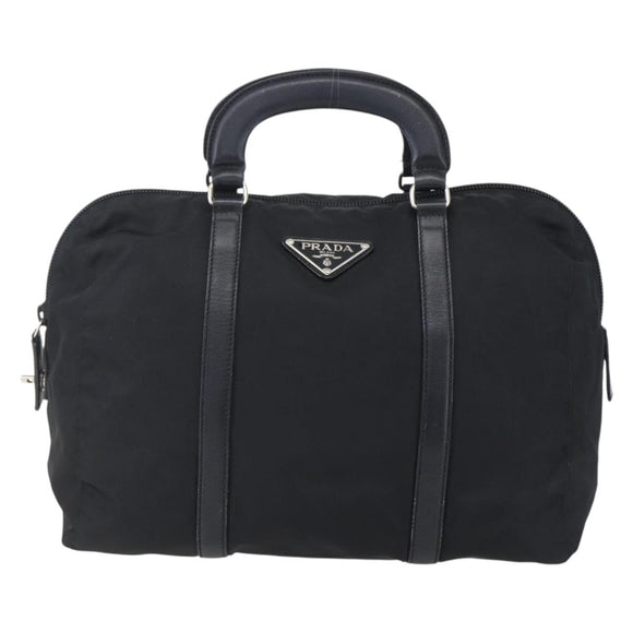PRADA Hand Bag Nylon Black Silver Auth 152947
