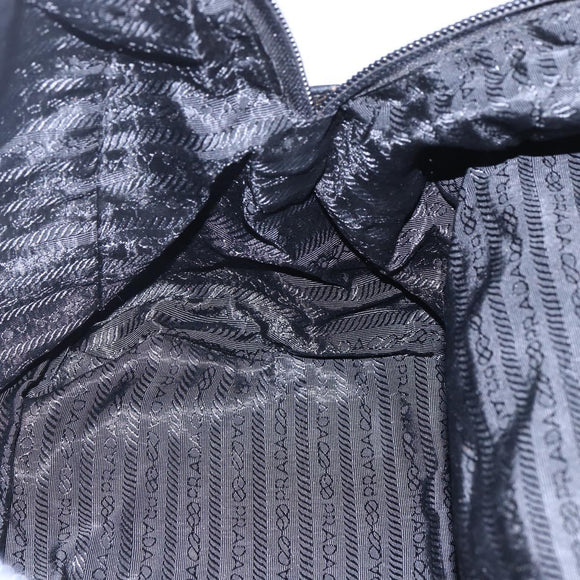 PRADA Hand Bag Nylon Black Silver Auth 152947