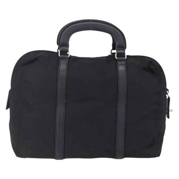 PRADA Hand Bag Nylon Black Silver Auth 152947