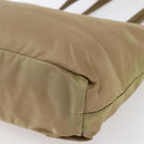 PRADA Tote Bag Nylon Beige Silver Auth 152951-14