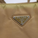 PRADA Tote Bag Nylon Beige Silver Auth 152951-17