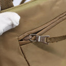 PRADA Tote Bag Nylon Beige Silver Auth 152951-10
