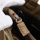 PRADA Tote Bag Nylon Beige Silver Auth 152951-18