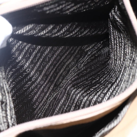 PRADA Tote Bag Nylon Beige Silver Auth 152951