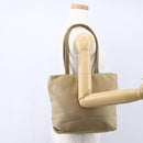 PRADA Tote Bag Nylon Beige Silver Auth 152951-28