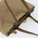PRADA Tote Bag Nylon Beige Silver Auth 152951-6