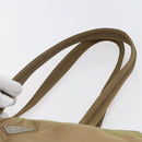 PRADA Tote Bag Nylon Beige Silver Auth 152951-8