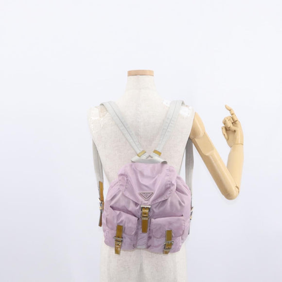 PRADA Backpack Nylon Pink Silver Auth 152952