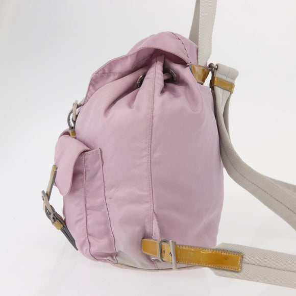PRADA Backpack Nylon Pink Silver Auth 152952