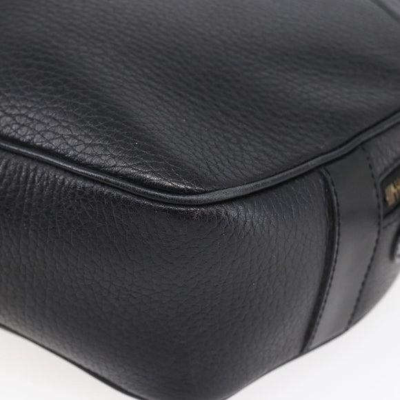 CELINE Shoulder Bag Leather Black Gold Auth 152953