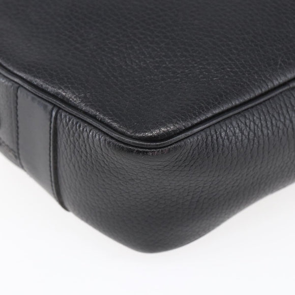 CELINE Shoulder Bag Leather Black Gold Auth 152953