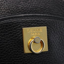 CELINE Shoulder Bag Leather Black Gold Auth 152953-17