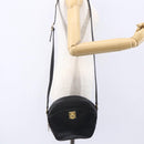 CELINE Shoulder Bag Leather Black Gold Auth 152953-23