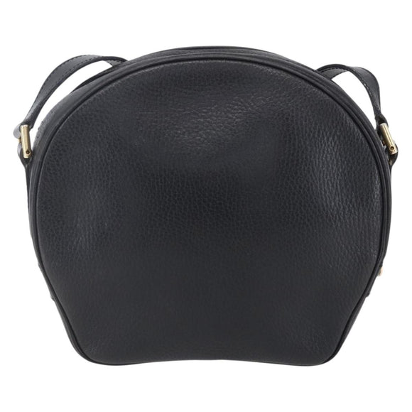 CELINE Shoulder Bag Leather Black Gold Auth 152953