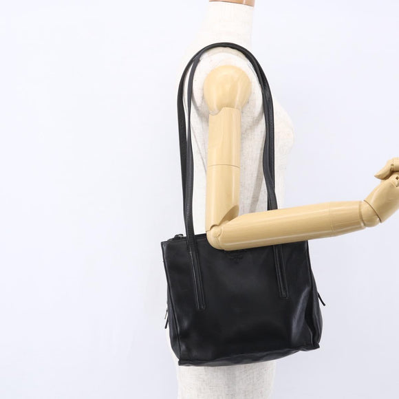 PRADA Shoulder Bag Leather Black Auth 152954