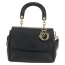 Christian Dior Lady Dior Be Dior Small Bag Leather 2way Black Gold Auth 152955AV-2