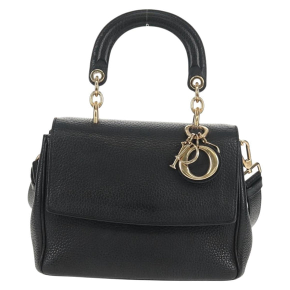 Christian Dior Lady Dior Be Dior Small Bag Leather 2way Black Gold Auth 152955AV