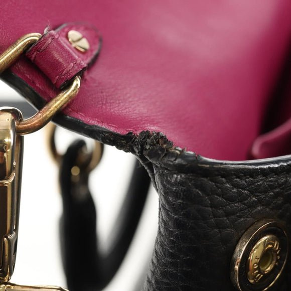 Christian Dior Lady Dior Be Dior Small Bag Leather 2way Black Gold Auth 152955AV