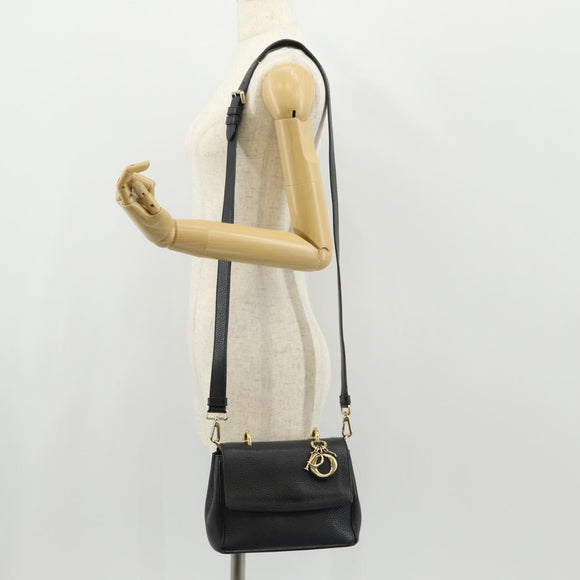 Christian Dior Lady Dior Be Dior Small Bag Leather 2way Black Gold Auth 152955AV