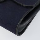 GUCCI GG Canvas Horsebit Chain Shoulder Bag PVC Navy Gold Auth 152956-9