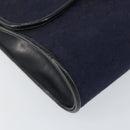 GUCCI GG Canvas Horsebit Chain Shoulder Bag PVC Navy Gold Auth 152956-14