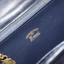 GUCCI GG Canvas Horsebit Chain Shoulder Bag PVC Navy Gold Auth 152956-18