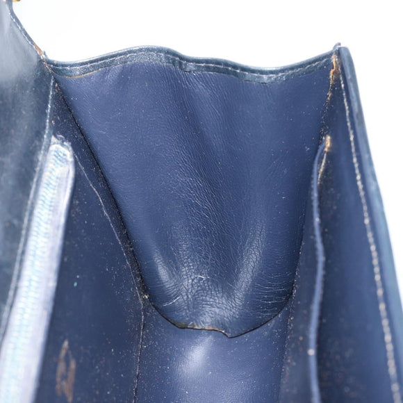 GUCCI GG Canvas Horsebit Chain Shoulder Bag PVC Navy Gold Auth 152956