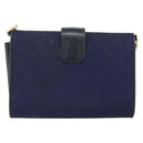 GUCCI GG Canvas Horsebit Chain Shoulder Bag PVC Navy Gold Auth 152956-2