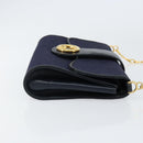 GUCCI GG Canvas Horsebit Chain Shoulder Bag PVC Navy Gold Auth 152956-3