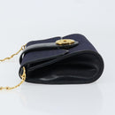 GUCCI GG Canvas Horsebit Chain Shoulder Bag PVC Navy Gold Auth 152956-4