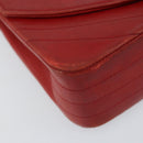 CHANEL Wave Line Chain Shoulder Bag Lamb Skin Red Gold CC Auth 152957-14