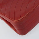 CHANEL Wave Line Chain Shoulder Bag Lamb Skin Red Gold CC Auth 152957-16