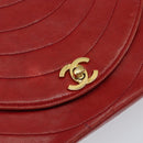 CHANEL Wave Line Chain Shoulder Bag Lamb Skin Red Gold CC Auth 152957-17