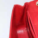 CHANEL Wave Line Chain Shoulder Bag Lamb Skin Red Gold CC Auth 152957-20