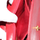 CHANEL Wave Line Chain Shoulder Bag Lamb Skin Red Gold CC Auth 152957-21