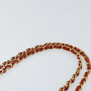 CHANEL Wave Line Chain Shoulder Bag Lamb Skin Red Gold CC Auth 152957-8