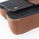 Christian Dior Street Chic Shoulder Bag Denim Leather Navy gold Auth 152959-11