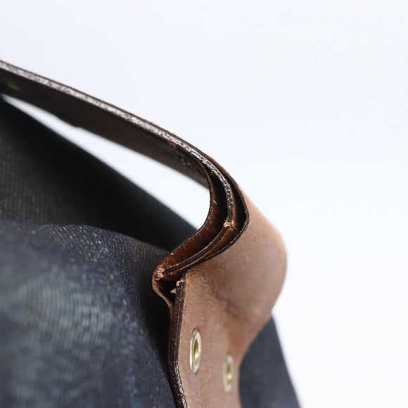 Christian Dior Street Chic Shoulder Bag Denim Leather Navy gold Auth 152959