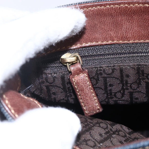 Christian Dior Street Chic Shoulder Bag Denim Leather Navy gold Auth 152959