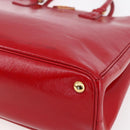 PRADA Tote Bag Safiano Leather 2way Red Gold Auth 152961-12