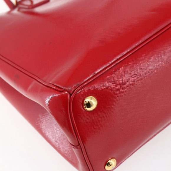 PRADA Tote Bag Safiano Leather 2way Red Gold Auth 152961