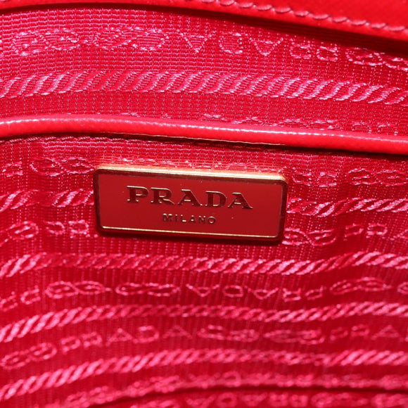 PRADA Tote Bag Safiano Leather 2way Red Gold Auth 152961