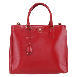 PRADA Tote Bag Safiano Leather 2way Red Gold Auth 152961 - 0