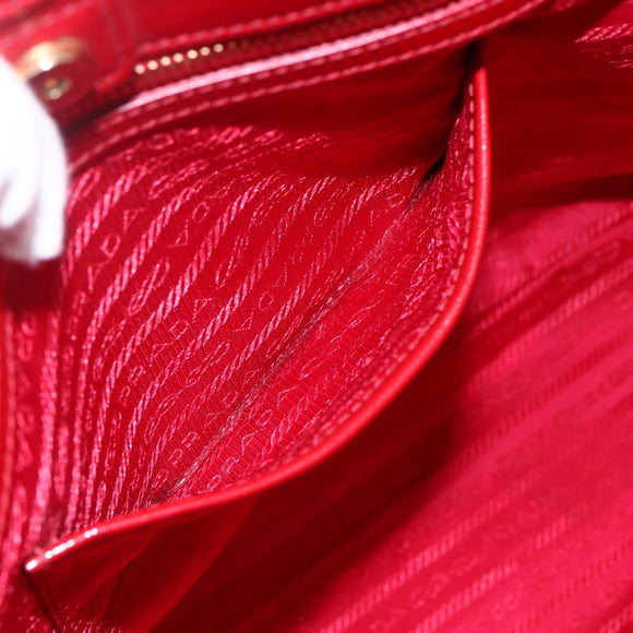 PRADA Tote Bag Safiano Leather 2way Red Gold Auth 152961