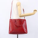 PRADA Tote Bag Safiano Leather 2way Red Gold Auth 152961-27