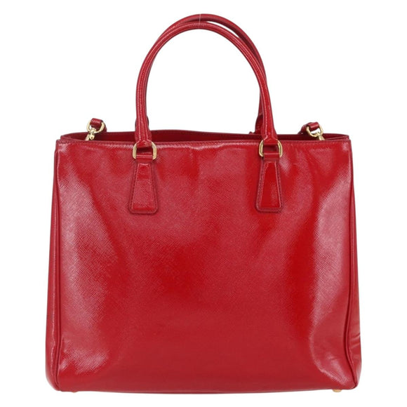 PRADA Tote Bag Safiano Leather 2way Red Gold Auth 152961
