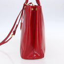 PRADA Tote Bag Safiano Leather 2way Red Gold Auth 152961-5