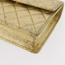 CHANEL Mini Matelasse Chain Shoulder Bag Lamb Skin Gold CC Auth 152962-16