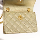 CHANEL Mini Matelasse Chain Shoulder Bag Lamb Skin Gold CC Auth 152962-21