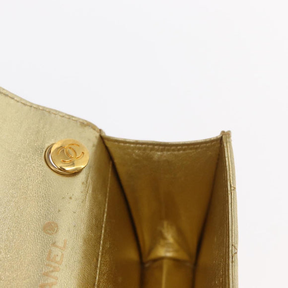 CHANEL Mini Matelasse Chain Shoulder Bag Lamb Skin Gold CC Auth 152962